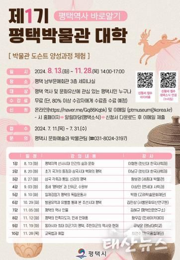 평택시, 제1기 평택박물관 대학 수강생 모집