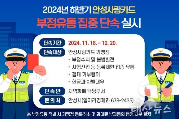 안성시, 지역화폐 ‘안성사랑카드’ 부정유통 집중 단속 실시