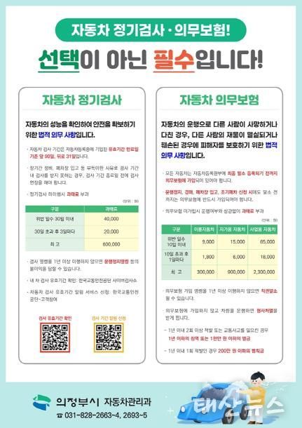 의정부시, 자동차 소유자 의무 사항 이행 홍보