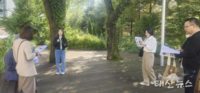 시온고등학교 학교숲 현장평가 모습